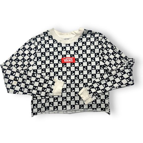 Vans Cropped Long Sleeve Checkerboard Design Size Small - Picture 8 of 10